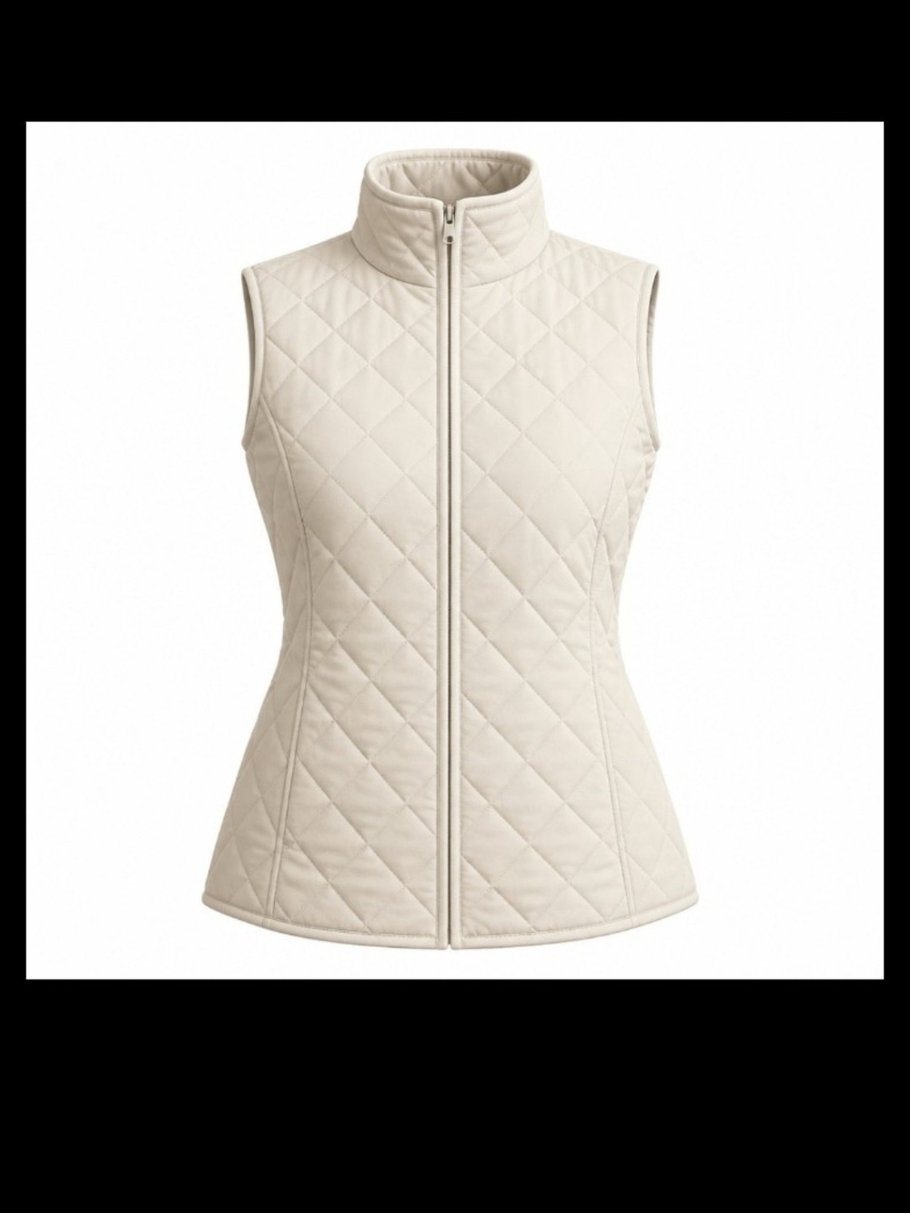 Quilted Sleeveless  Van Heusen Zip-Front Vest - Cream Xs